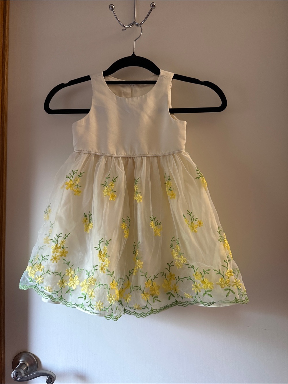 American Princess Cream Dress with Yellow Floral Embroidery